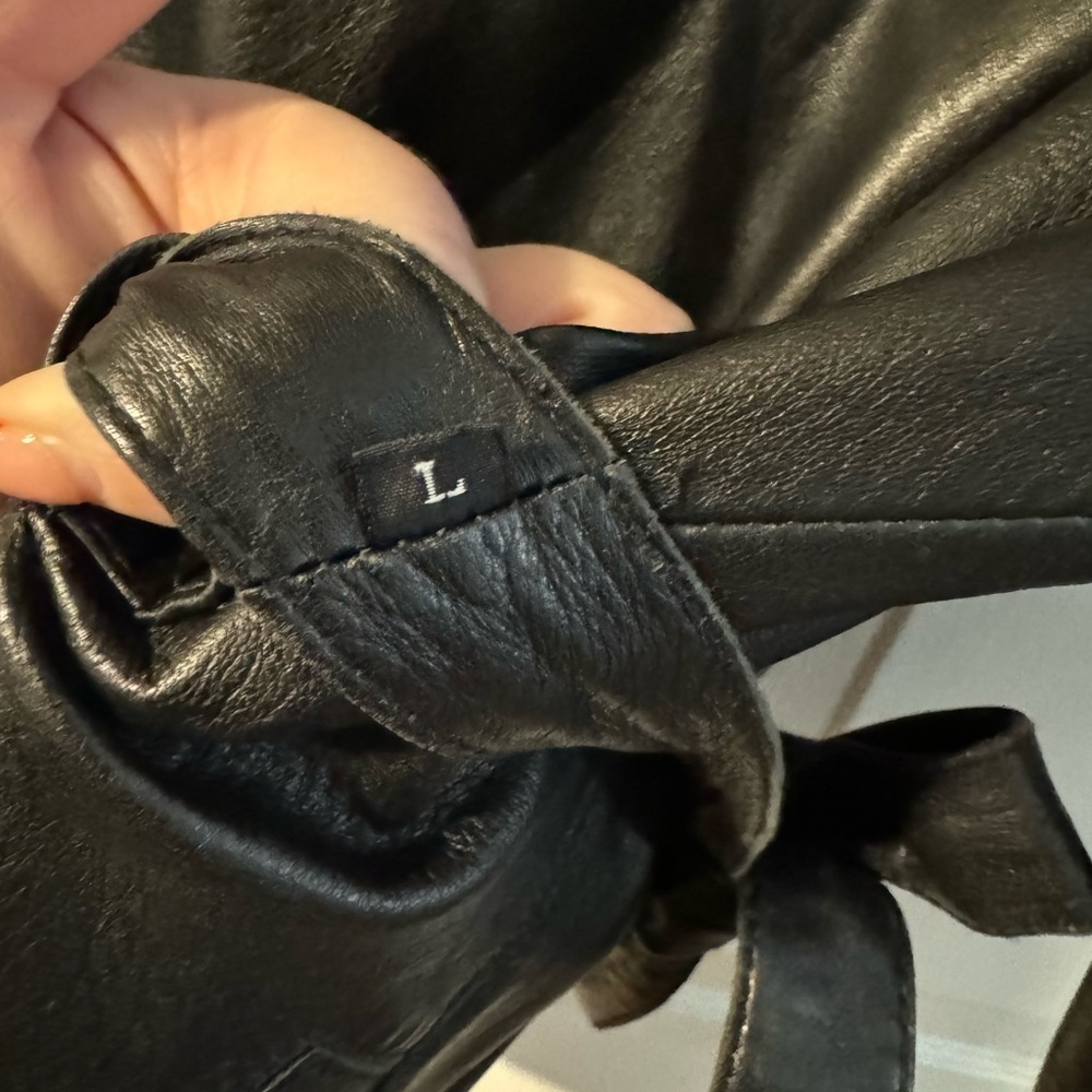 Wilsons Leather Vintage 90s Maxima Jacket Tie Belt Cinch Waist Button Up Collar - Picture 13 of 16